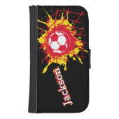 Red yellow soccer / football goal named flap case samsung galaxy wallet case (Front)