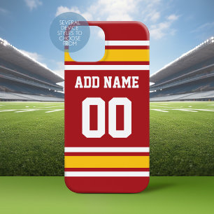 Red Yellow Sports Team Football Jersey Name Number