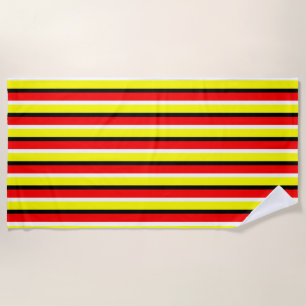 Red Yellow Stripes Pattern Design Beach Towel