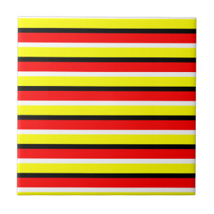 Red Yellow Stripes Pattern Design Ceramic Tile