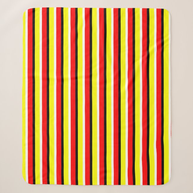 Red Yellow Stripes Pattern Design Sherpa Blanket (Front)
