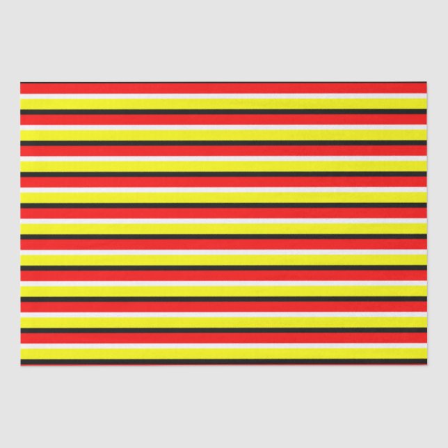 Red Yellow Stripes Pattern Design Tissue Paper (Front)