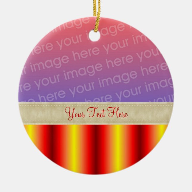 Red Yellow Stripes Your Photo Ornament (Front)