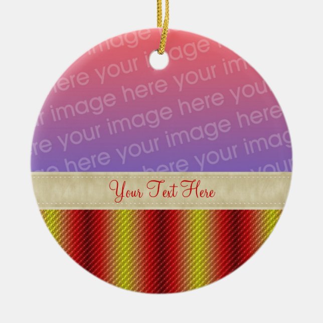 Red Yellow Stripes Your Photo Ornament (Front)