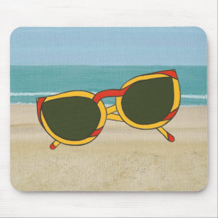 Red Yellow Sunglasses on Beach Mousepad
