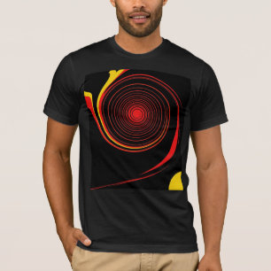 Red Yellow Swirl Retro Painting Abstract Art Deco T-Shirt