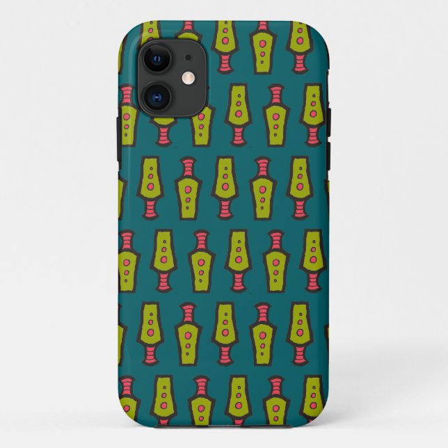 Red, Yellow, Teal, Tribal Pattern iPhone 5/5s Case (Back)