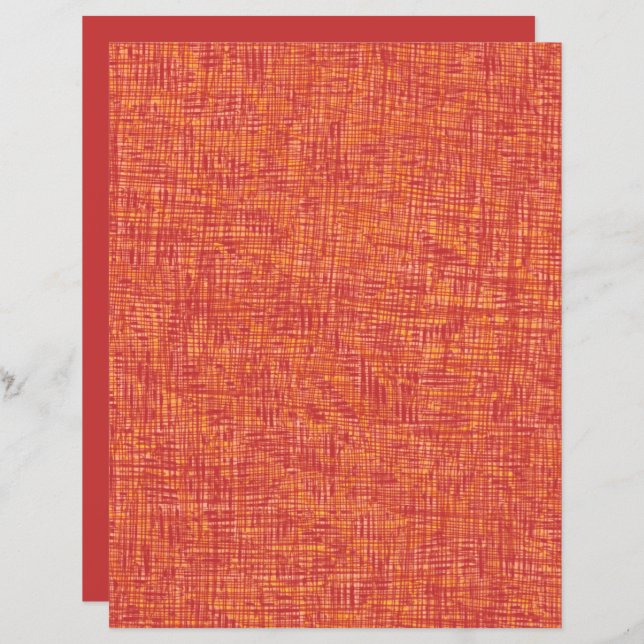 Red Yellow Thin Lines Texture Scrapbook Paper (Front/Back)