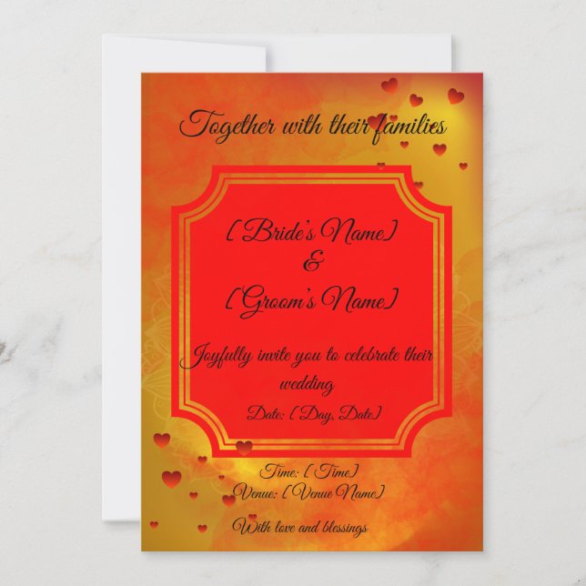 Red & Yellow Traditional Wedding Invitation |  (Front)