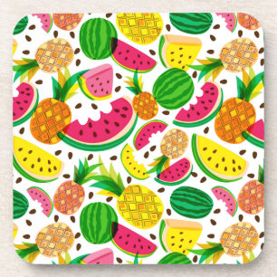 Red & Yellow Tropical Fruit Pattern Coaster