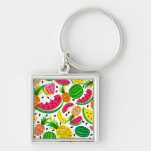 Red & Yellow Tropical Fruit Pattern Key Ring
