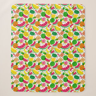 Red & Yellow Tropical Fruit Pattern Sherpa Blanket