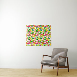 Red & Yellow Tropical Fruit Pattern Tapestry