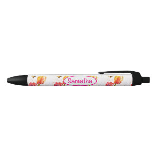 Red Yellow Tulip Tulips Watercolor Girls Name Black Ink Pen