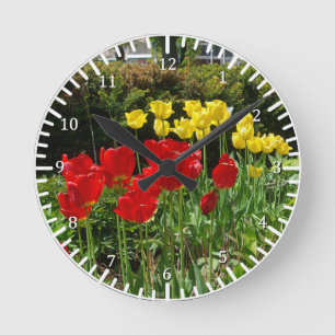 Red & Yellow Tulips clock