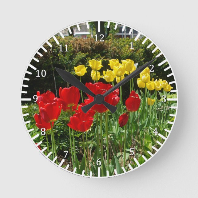 Red & Yellow Tulips clock (Front)