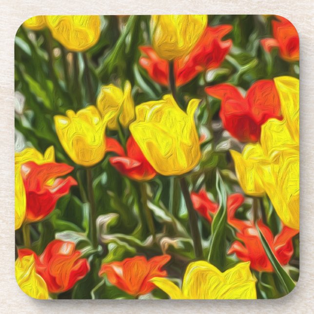 Red & Yellow Tulips Coaster (Front)