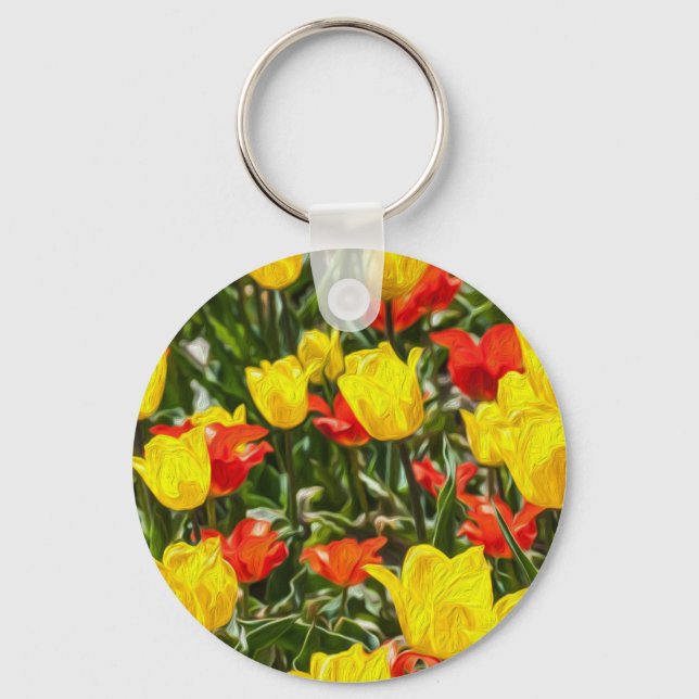 Red & Yellow Tulips Key Ring (Front)