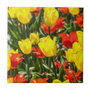 Red & Yellow Tulips Tile