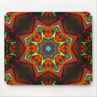 Red yellow twisted eight-pointed star kaleidoscope