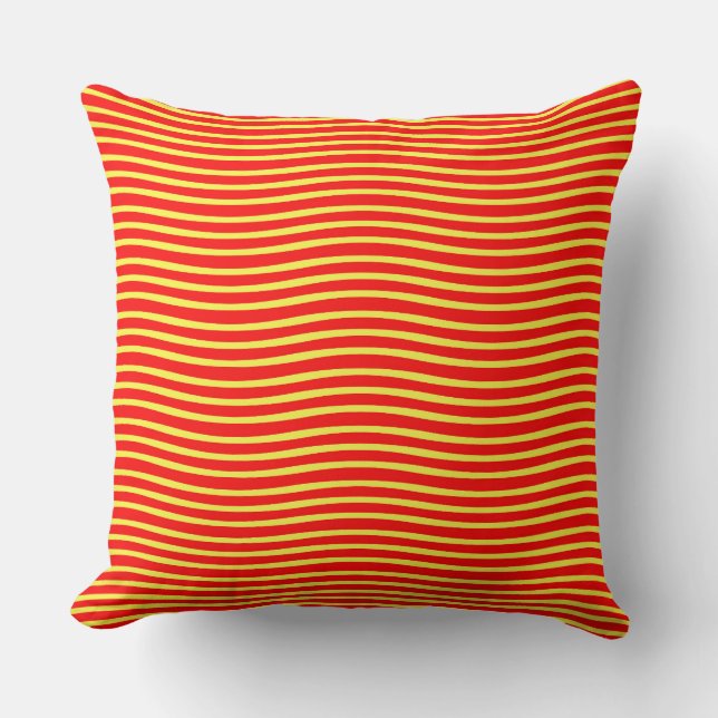 Red Yellow Wavy Lines Seamless Pattern Cushion (Front)