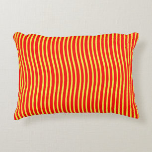 Red Yellow Wavy Lines Seamless Pattern Decorative Cushion