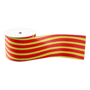 Red Yellow Wavy Lines Seamless Pattern Grosgrain Ribbon