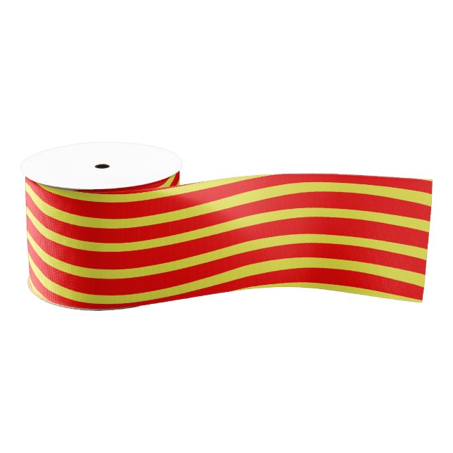 Red Yellow Wavy Lines Seamless Pattern Grosgrain Ribbon (Spool)