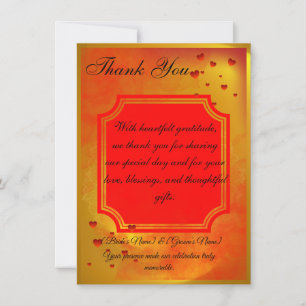 Red & Yellow Wedding Thank You Card   Traditional 