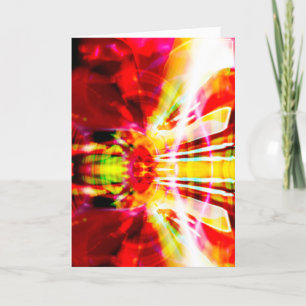 Red Yellow White Abstract Firecracker Flower Motif Card