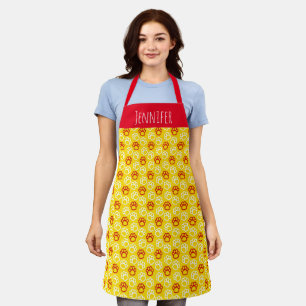 Red, Yellow, & White Pet Grooming Apron