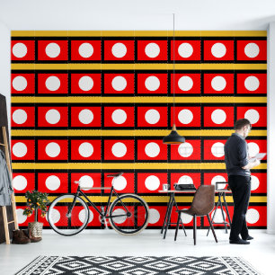 Red Yellow White Polka Peel and Stick Wallpaper