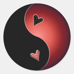 red yin yang classic round sticker