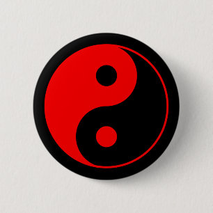 Red Yin Yang Symbol Button