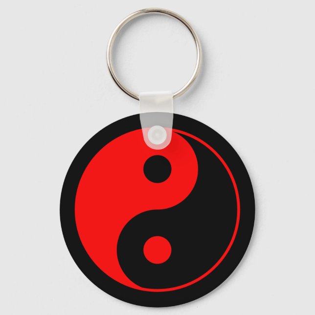 Red Yin Yang Symbol Keychain (Front)
