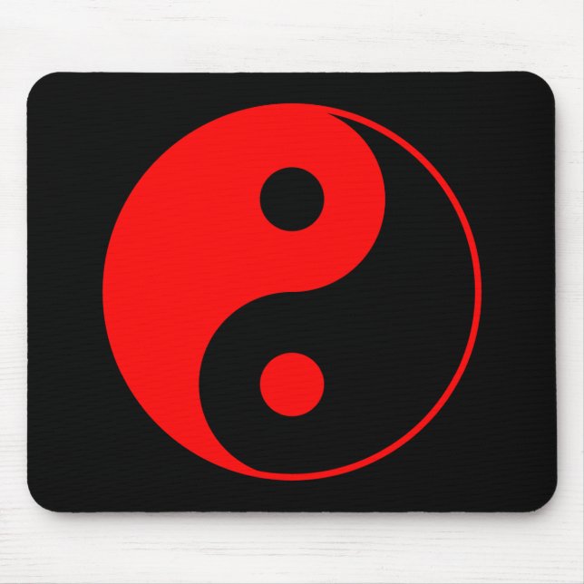 Red Yin Yang Symbol Mousepad (Front)
