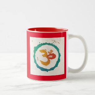 Red Yoga Om calligraphy Two-Tone Coffee Mug