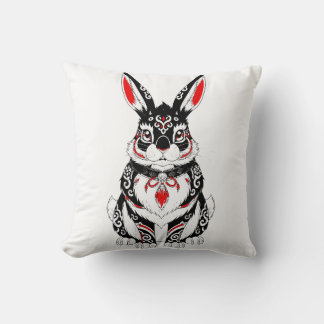 Red Yokai Rabbit – Japanese Spirit Guardian in B Cushion