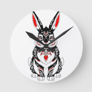 Red Yokai Rabbit – Japanese Spirit Guardian in B Round Clock