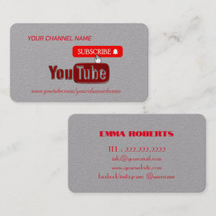 Red Youtube Channel , Youtuber  Business Card