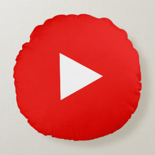 Red YouTube Play Button Round Cushion