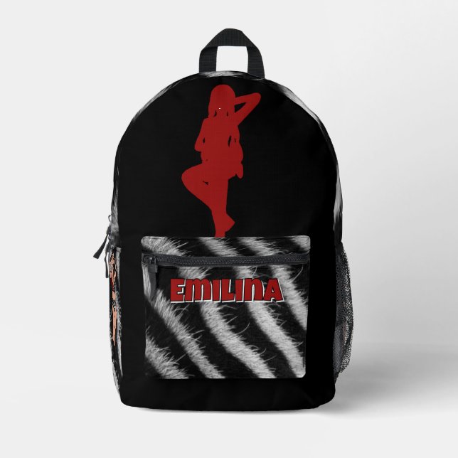Red Zebra #2 Printed Backpack (Front)