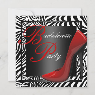 Red Zebra Bachelorette Party Invitations