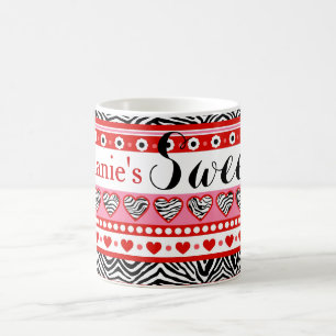 Red zebra heart Sweet 16 Mug