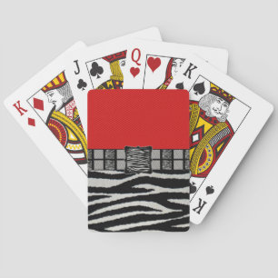 Red Zebra Metal Monogram Playing Cards