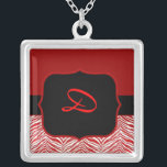 Red Zebra Monogram Necklace Template<br><div class="desc">Beautiful Red Zebra Monogram Necklace Template,  just customise with desired initial.   Purchase for yourself,  or as a Christmas gift,  Birthday gift,  or as a Bridesmaid gift!</div>
