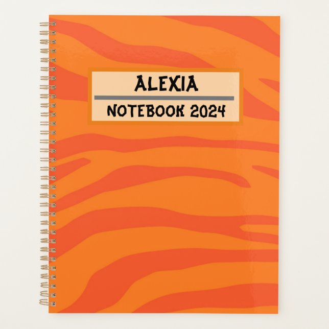 Red zebra on orange pattern Spiral Photo Notebook Planner (Front)