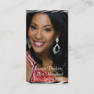 Red Zebra Print Pageant Business Card (Vertical)