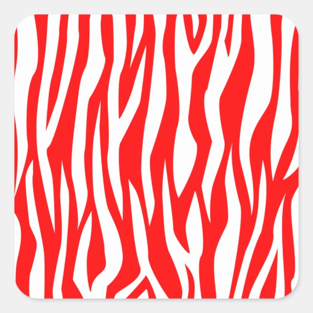 Red Zebra Print Square Sticker (Front)