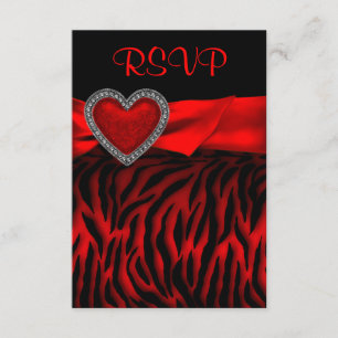 Red Zebra Red Heart RSVP Card